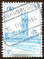 N°344-1953-BELGIQUE-GARE DE BRUXELLES NORD-9F-BLEU CLAIR