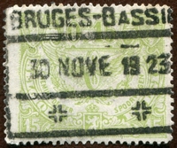 N°101-1920-BELGIQUE-ROUE AILEE-15C-VERT/JAUNE