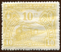 N°124-1920-BELGIQUE-LOCOMOTIVE-10F-JAUNE