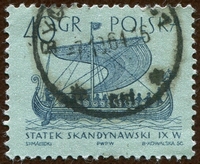 N°1245-1963-POLOGNE-BATEAU-DRAKKAR VIKING-40GR