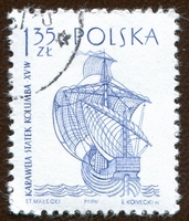 N°1249-1963-POLOGNE-BATEAU-CARAVELLE DE COLOMB-1Z35