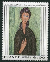 N°2109-1980-FRANCE-FEMME AUX YEUX BLEUS-MODIGLIANI