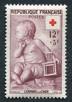 N°1048-1955-FRANCE-CROIX ROUGE-L'ENFANT A LA CAGE