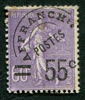 N°047-1922-FRANCE-SEMEUSE-55C SUR 60C-VIOLET