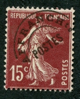 N°053-1922-FRANCE-SEMEUSE-15C-BRUN LILAS