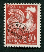N°116-1959-FRANCE-COQ GAULOIS-40F-ROUGE BRUN