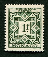 N°32-1946-MONACO-TAXE 1F-VERT
