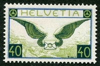 N°14-1929-SUISSE-40C BLEU ET VERT JAUNE