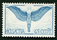N°10-1924-SUISSE-65C BLEU VERT ET BLEU