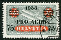 N°26-1938-SUISSE-PRO AERO-SURCHARGE 75 SUR 50