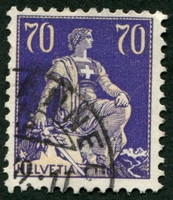 N°0207-1924-SUISSE-HELVETIA-70C-VIOLET ET BISTRE