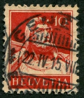 N°0138-1914-SUISSE-GUILLAUME TELL-10C-ROUGE S CHAMOIS