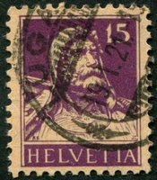 N°0141A-1914-SUISSE-GUILLAUME TELL-15C-VIOLET TERNE