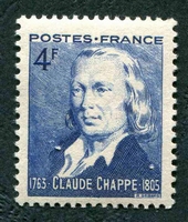 N°0619-1944-FRANCE-CLAUDE CHAPPE-4F-BLEU