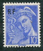 N°0657-1944-FRANCE-TYPE MERCURE SURCHARGE RF-10C-OUTREMER