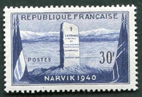 N°0922-1952-FRANCE-MONUMENT BATAILLE DE NARVIK-30F-BLEU