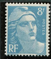 N°0810-1948-FRANCE-MARIANNE DE GANDON-8F-BLEU CLAIR