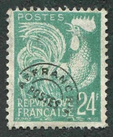 N°114-1957-COQ GAULOIS-24F-VERT BLEU