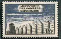 N°1023-1955-FRANCE-10E ANNIV LIBERATION CAMPS-12F-BRUN NOIR