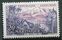 N°1041-1955-FRANCE-MONT PELE-MARTINIQUE-20F-VIOLET LILAS