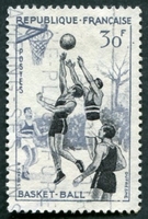 N°1072-1956-FRANCE-BASKET BALL -30F-GRIS ET NOIR