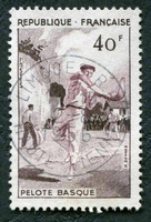 N°1073-1956-FRANCE-PELOTE BASQUE-40F-BRUN FONCE ET LILAS