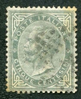 N°0014-1863-ITALIE-VICTOR EMMANUEL II-5C-GRIS VERT