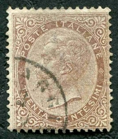 N°0018-1863-ITALIE-VICTOR EMMANUEL II-30C-BRUN