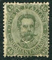 N°0042-1889-ITALIE-HUMBERT 1ER-45C-VERT GRIS