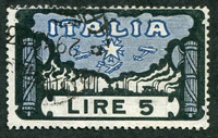 N°0139-1923-ITALIE-ALLEGORIE DU PROGRES-5L-NOIR ET BLEU