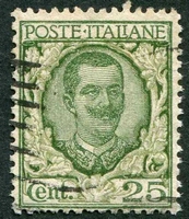 N°0180-1925-ITALIE-VICTOR EMMANUEL III-25C-VERT ET OLIVE