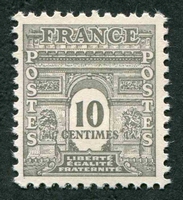 N°0621-1944-FRANCE-ARC DE TRIOMPHE-1ERE SERIE-10C-GRIS