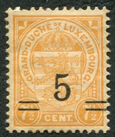 N°0112A-1916-LUXEMBOURG-SURCHARGE 5 S 7C1/2-JAUNE FONCE