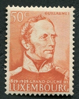 N°0313-1939-LUXEMBOURG-GUILLAUME 1ER-50C-ROUGE ORANGE