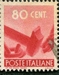 N°0487-1945-ITALIE-BRIS DE CHAINE-80C-ROSE CARMINE 