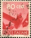 N°0487-1945-ITALIE-BRIS DE CHAINE-80C-ROSE CARMINE 