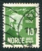 N°0155-1932-NORVEGE-POETE BJOERNSON-10-VERT JAUNE 