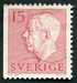 N°0419A-1957-SUEDE-GUSTAVE VI ADOLPHE-15O-ROSE ROUGE 