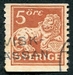 N°0124-1920-SUEDE-LION DES VASA-5O-BRUN ORANGE 