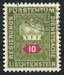 N°36-1950-LIECHSTENTEIN-10R-VERT OLIVE ET LILAS ROSE 