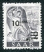 N°216-1947-SARRE-MINEUR-10C S/2P GRIS 
