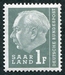 N°391-1957-SARRE-PRESIDENT HEUSS-1F-GRIS VERT 