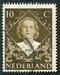 N°0497-1948-PAYS BAS-REINE JULIANA-10C-BRUN OLIVE 