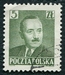 N°0574-1950-POLOGNE-PRESIDENT BIERUT-5Z-VERT GRIS 