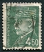 N°0521B-1941-FRANCE-PETAIN-TYPE HOURRIEZ-4F50-VERT JAUNE 