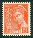 N°0408-1938-FRANCE-TYPE MERCURE-15C-VERMILLON 