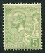 N°0022-1901-MONACO-PRINCE ALBERT 1ER-5C-VERT JAUNE 