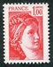 N°1972-1977-FRANCE-TYPE SABINE-1F-ROUGE 