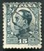 N°0406-1930-ESPAGNE-ALPHONSE XIII-15C-VERT/GRIS 