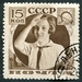 N°0588-1936-RUSSIE-LE SALUT DU PIONNIER-15K-BRUN 
